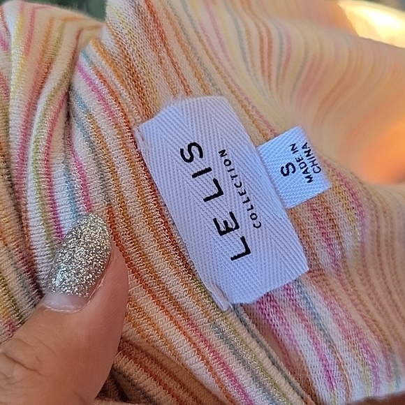 Le Lis Subtle Rainbow Striped Button Down Short Sleeve Top - Picture 10 of 11